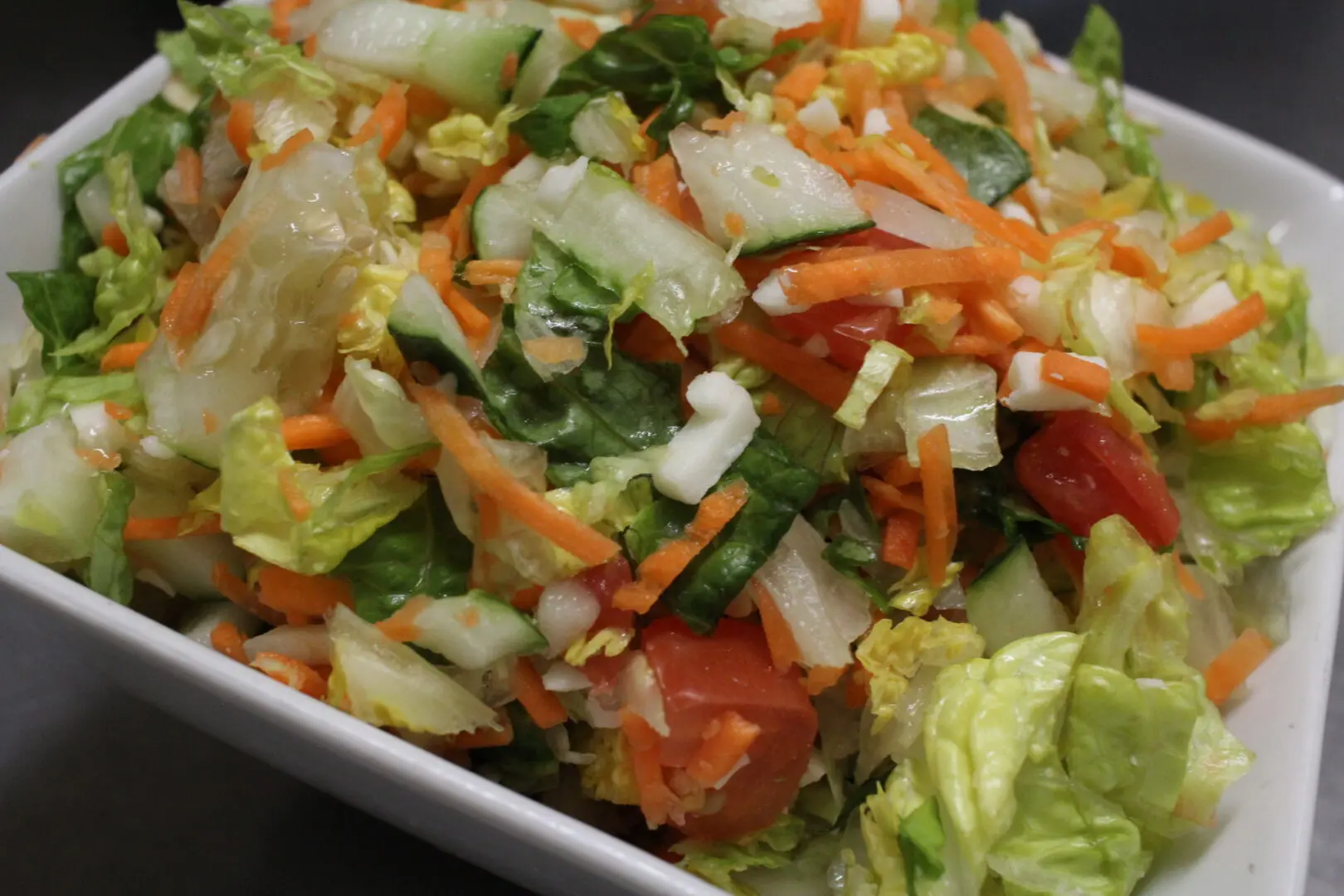 A close up of salad in a bowl